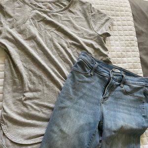 Bundle: Grey Athletic Youth Top with old Navy Ballerina light faded rip jeans.